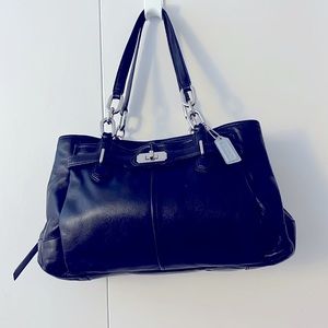 Coach Black Satchel with silver hardware. 4 sections. Excellent condition.